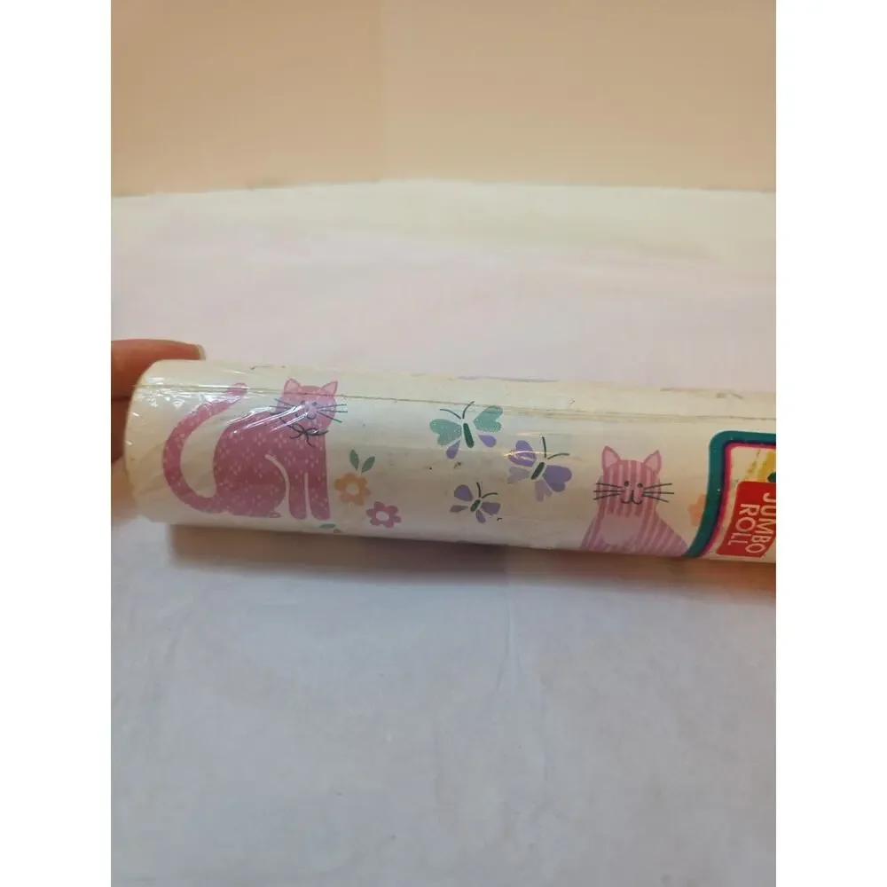 Rubbermaid Contact Paper Pink Purple Cats 1991 8 Yards x 18 In Vintage